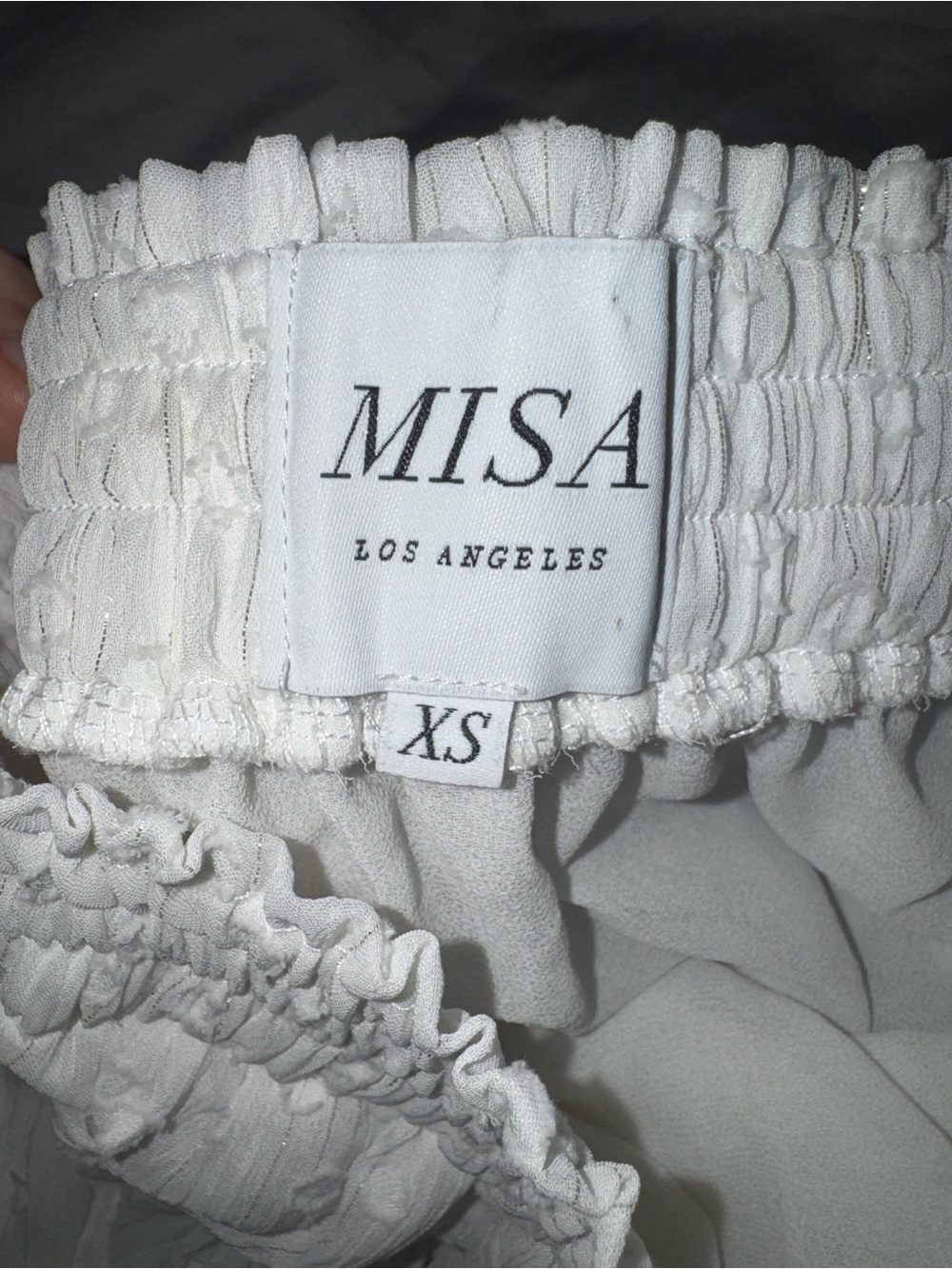MISA Siena Top + Marion Skirt Set XS Off White Clip Dot Lurex Ruffle - Picture 9 of 16